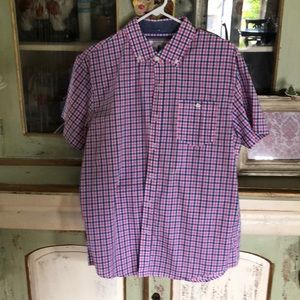 Men’s medium gingham button down shirt